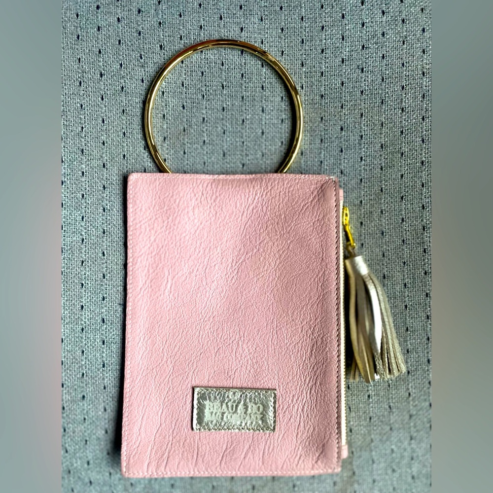 Beau & Ro pink ring wristlet